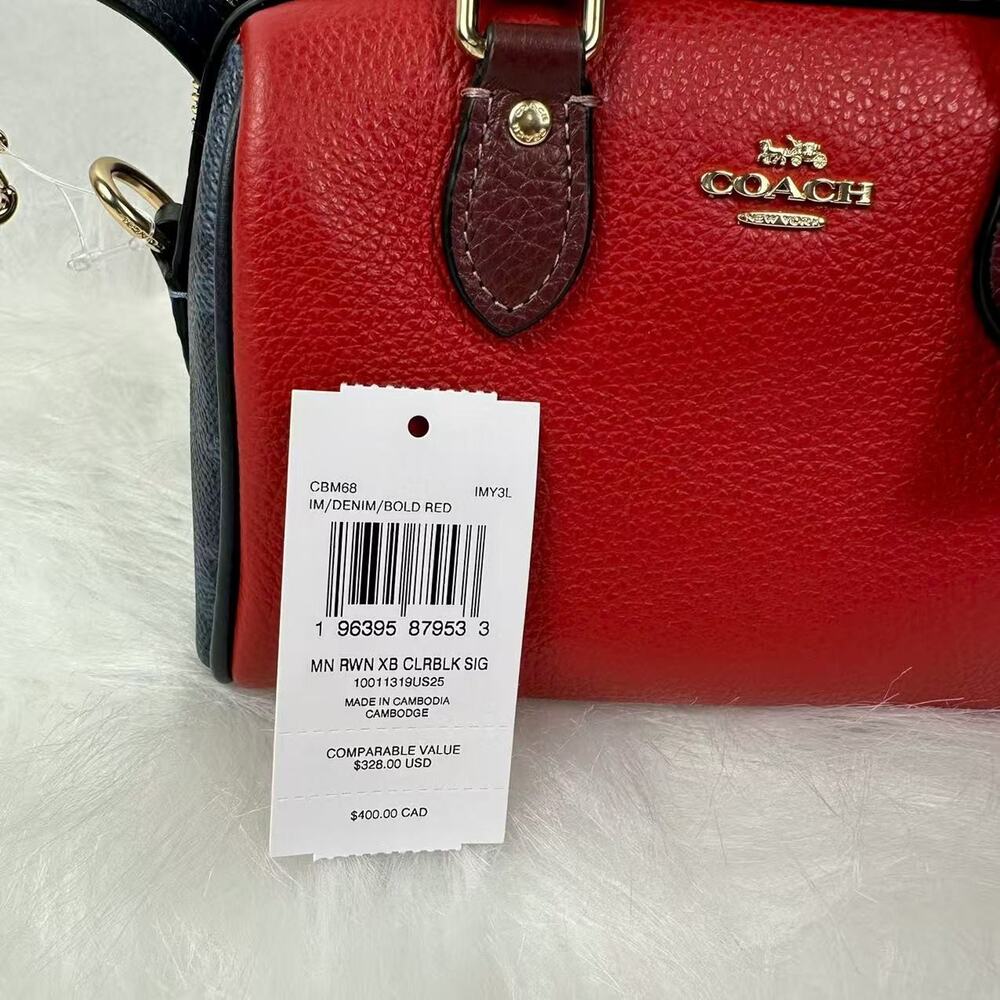 Coach Mini Rowan Crossbody Bag In Colorblock Signature Canvas CBM68 Denim/Bold - Picture 5 of 9